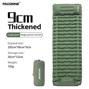 PACOONE Inflatable Camping Mattress with Pillow Ultralight Air Sleeping Pad Pump