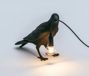 Crow Bird Wall Lamp – Resin Bedside Night Light for Bedroom & Living Room Decor