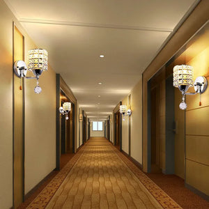 Crystal Wall Lamp – Gold/Silver Decorative Sconce Light for Bedroom & Living Room