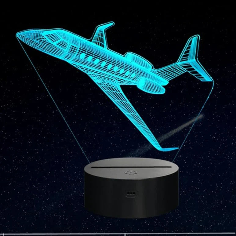 Airplane 3D LED Night Light Kids Bedroom Illusion Lamp USB Bedside Table Decor
