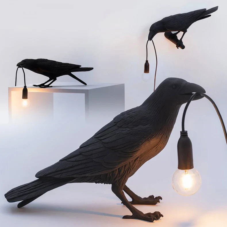 Crow Bird Wall Lamp – Resin Bedside Night Light for Bedroom & Living Room Decor