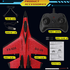 Kids RC Airplane 2.4GHz Fighter Jet Glider Remote Control Plane