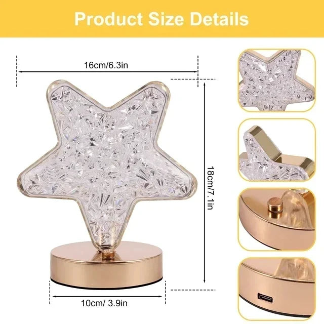 Crystal Touch LED Night Light – USB Dimmable Moon Lamp for Bedroom & Girls Room