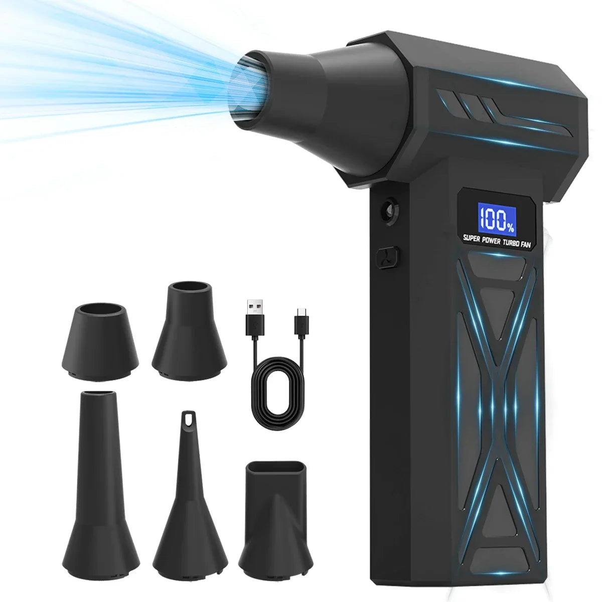 P70 Air Duster 110000RPM Turbo Blower – Cordless Compressed Air Cleaner with LED