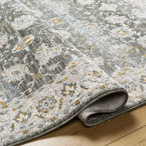 Amaru Green Textured Rug with Fringes