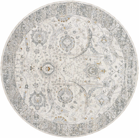 Gauge Cream & Gray Blue Rug with Fringes