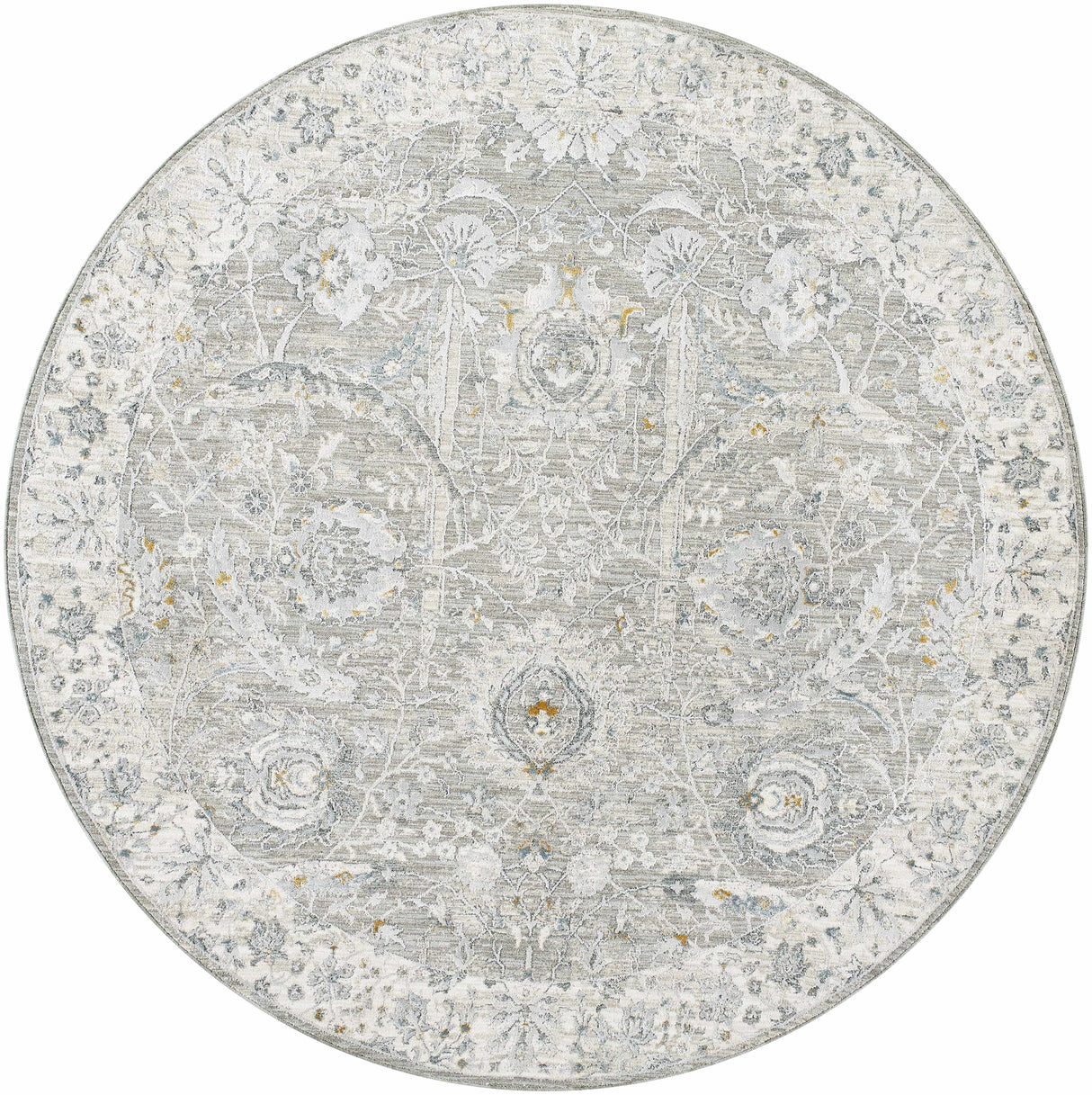 Gauge Gray Blue Textured Rug with Fringes