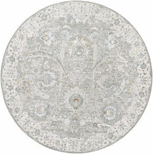 Gauge Gray Blue Textured Rug with Fringes