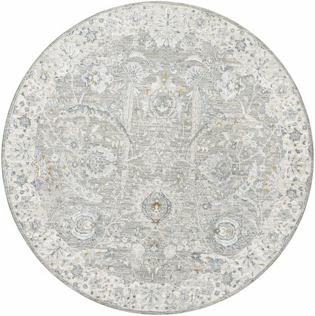 Gauge Gray Blue Textured Rug with Fringes