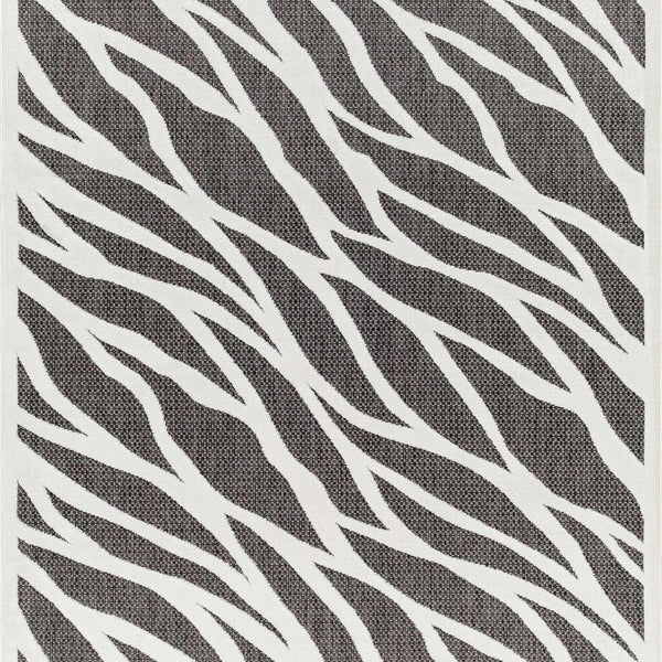 Astra Zebra Print Black Outdoor Rug - Clearance