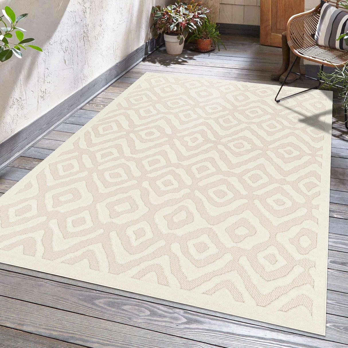 Burl Cream Outdoor Rug - Clearance