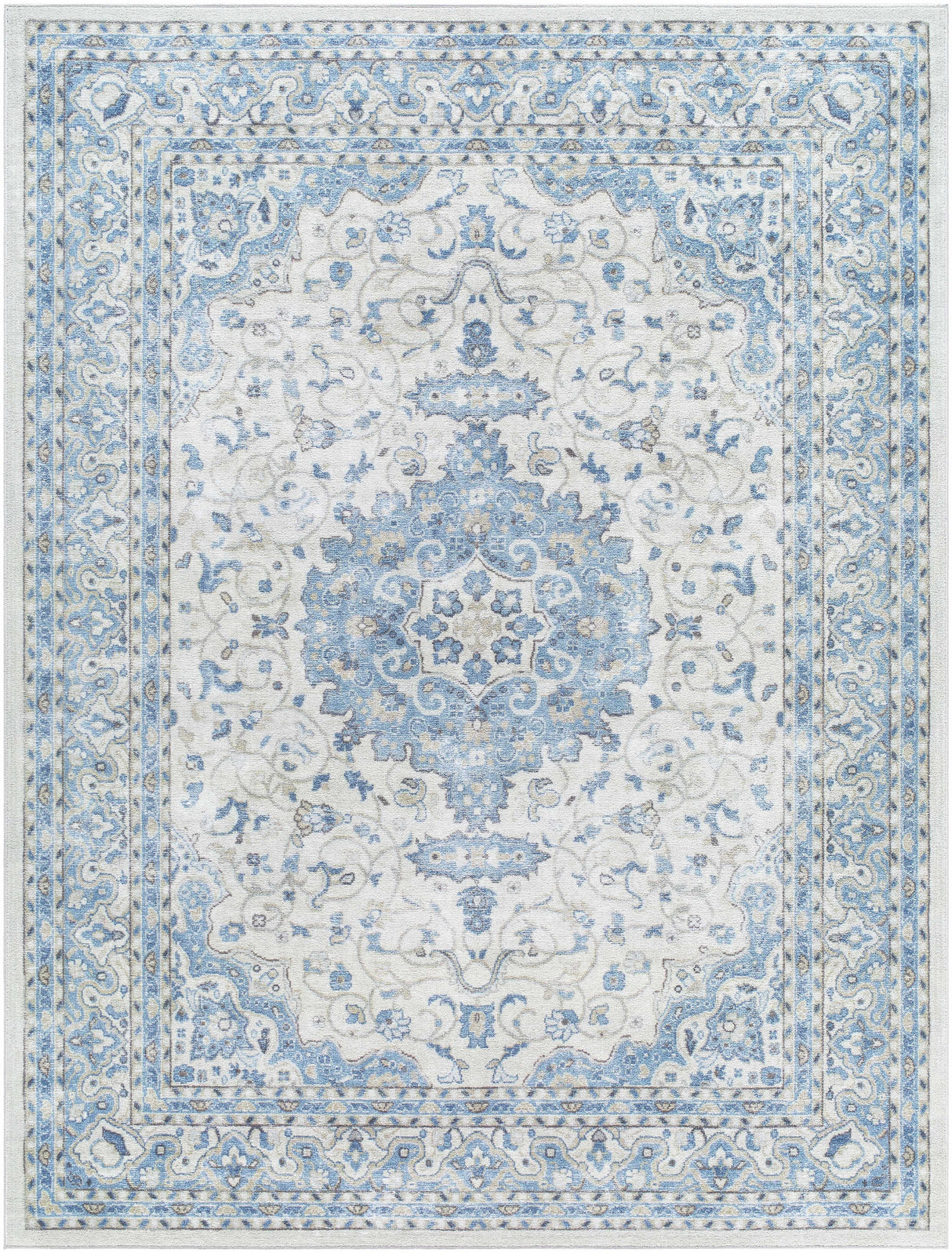 Farai Silver Blue Medallion Area Rug - Clearance