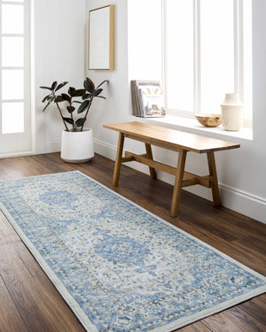Farai Silver Blue Medallion Area Rug - Clearance