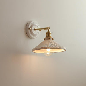 Vintage Japanese Ceramic Brass Wall Light E27 Hardwired