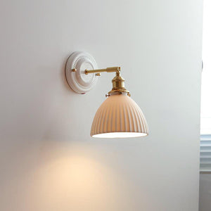 Vintage Japanese Ceramic Brass Wall Light E27 Hardwired