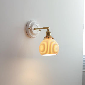 Vintage Japanese Ceramic Brass Wall Light E27 Hardwired