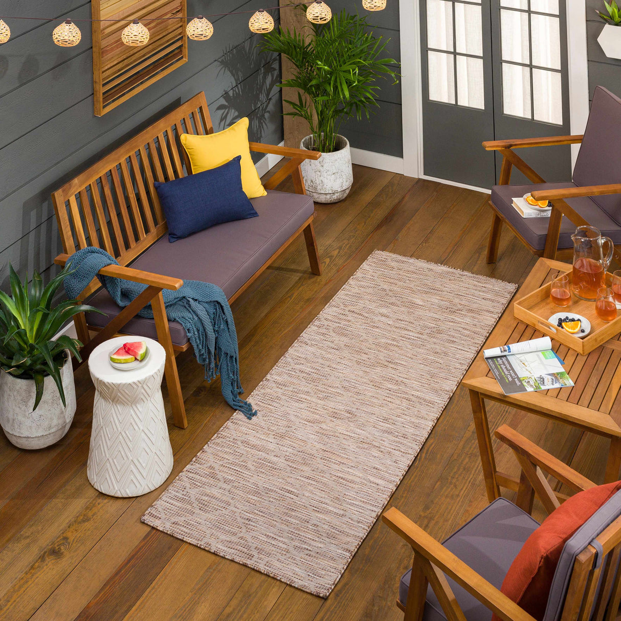 Unique Outdoor Trellis Area Rug, Peach - Clearance