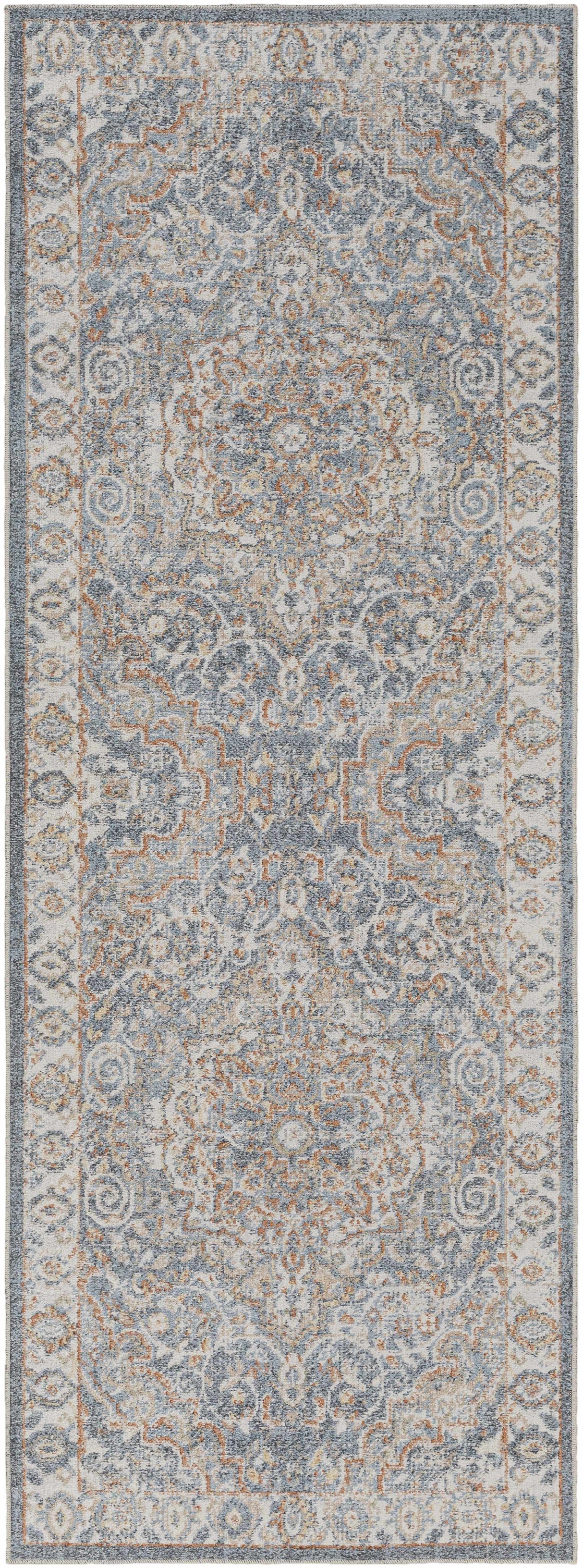 Aurum Blue & Beige Washable Area Rug - Clearance