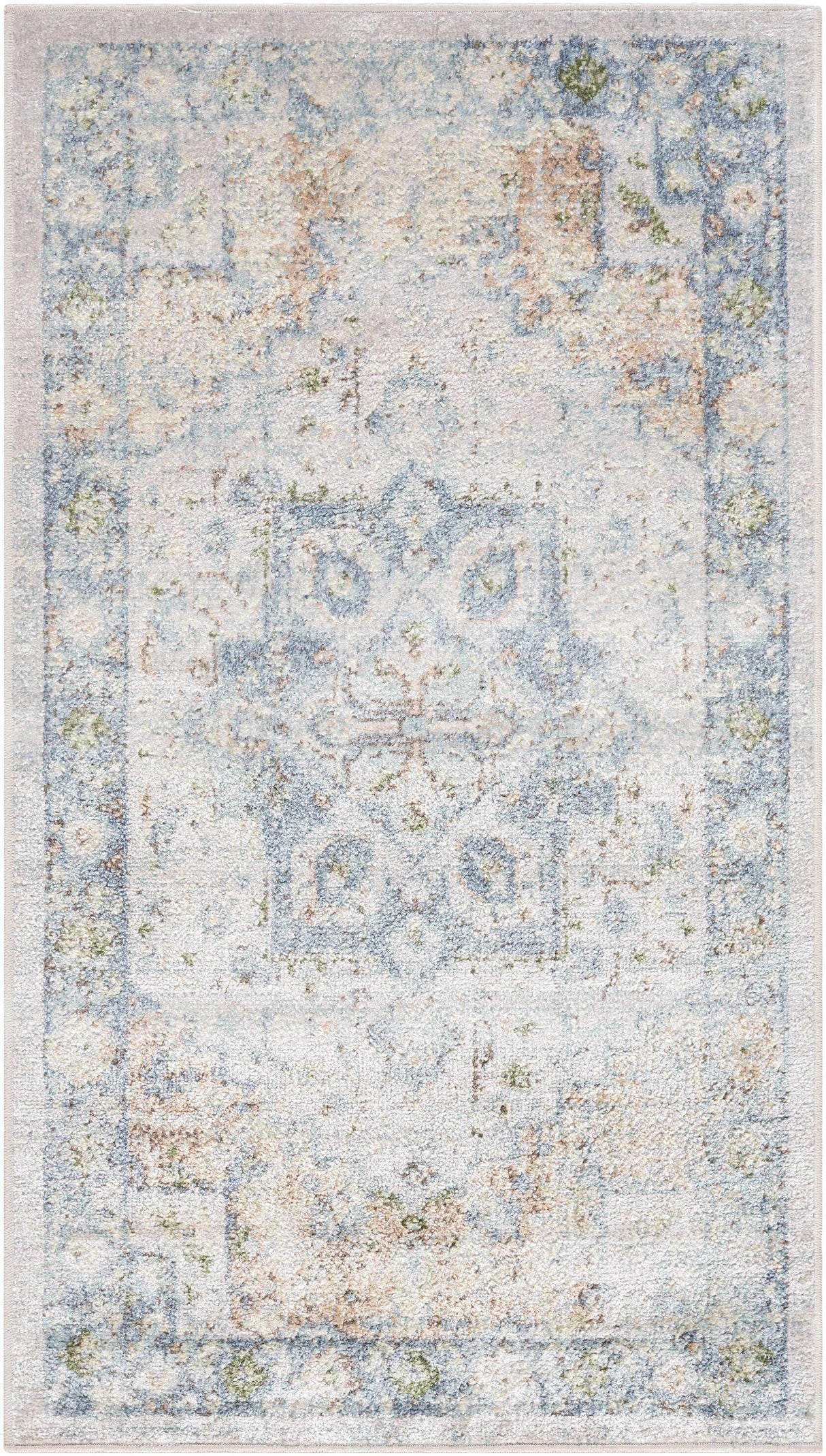 Neta Orange & Light Blue Washable Area Rug