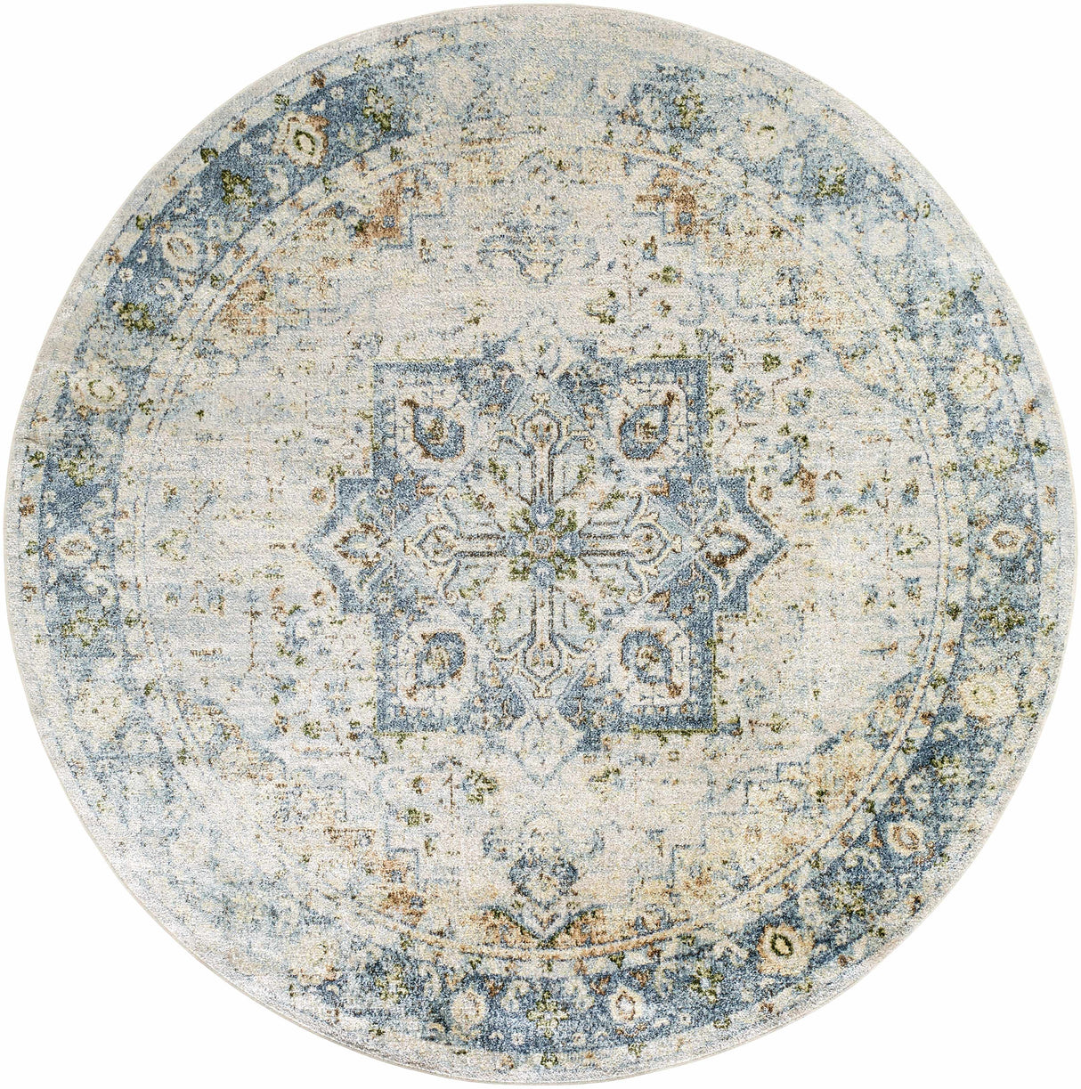 Neta Orange & Light Blue Washable Area Rug