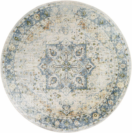 Neta Orange & Light Blue Washable Area Rug