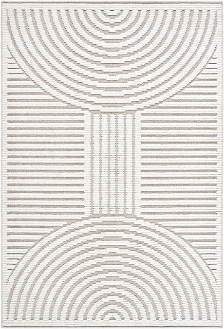 Deron Ivory 3D Rainbow Washable Rug