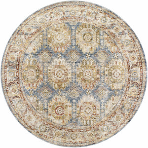Crescentia Blue & Beige Textured Rug with Fringes
