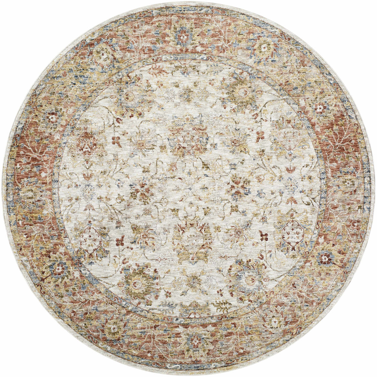Duong Beige & Rust Textured Rug with Fringes
