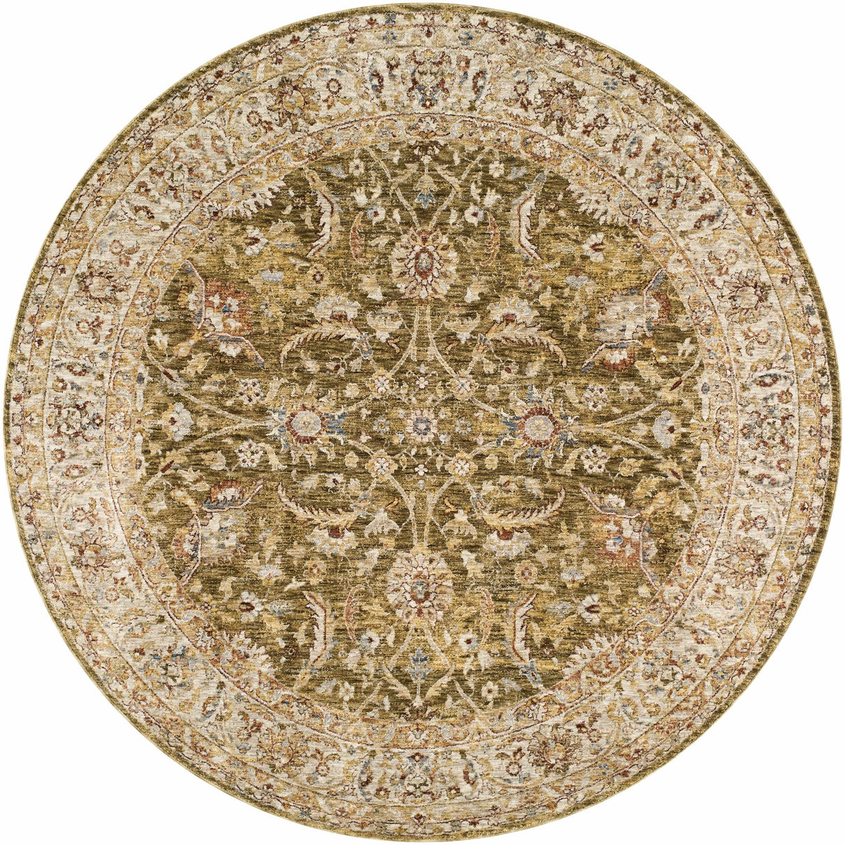 Dyan Green Textured Rug with Fringes