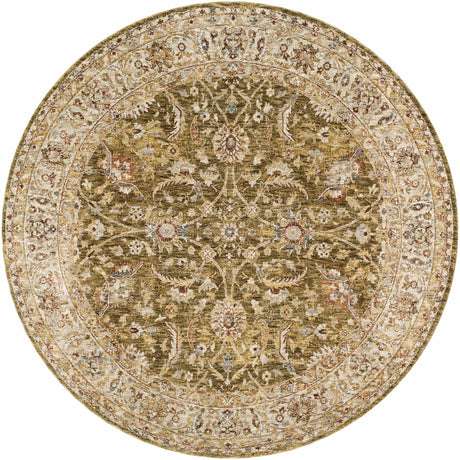 Dyan Green Textured Rug with Fringes