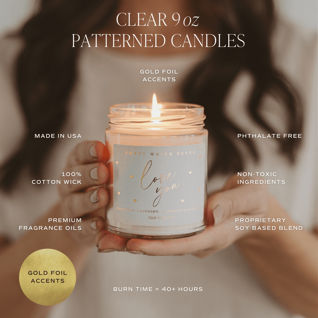 Coastal Lemon Soy Candle - Clear Patterned Jar - 9 oz