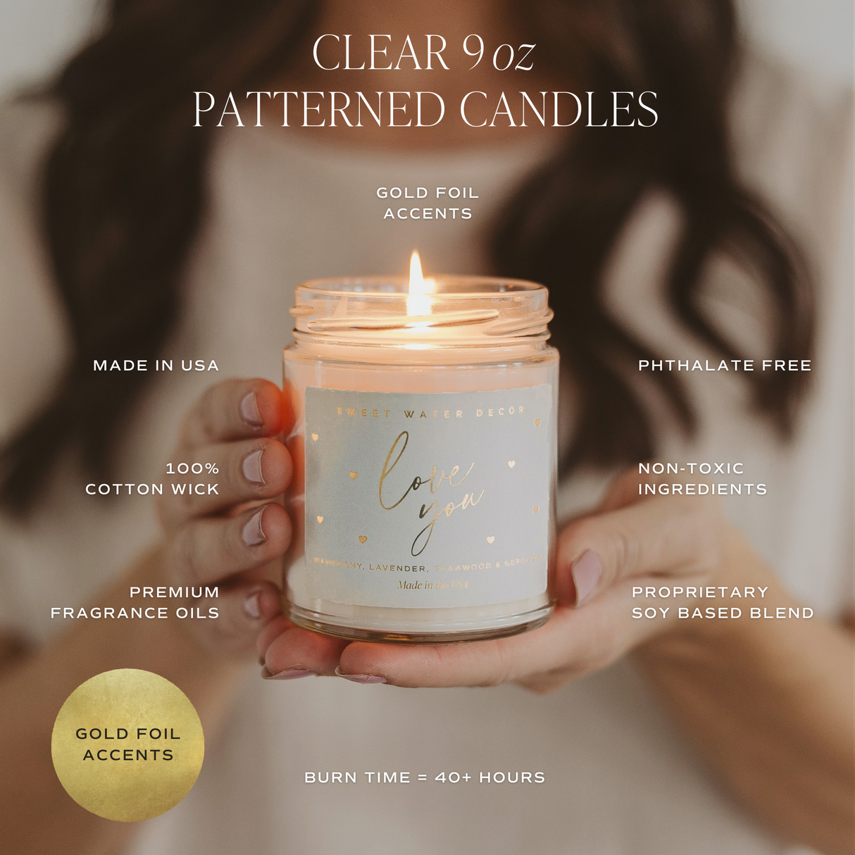 Salt and Sea Soy Patterned Candle – Clear Jar 9 oz