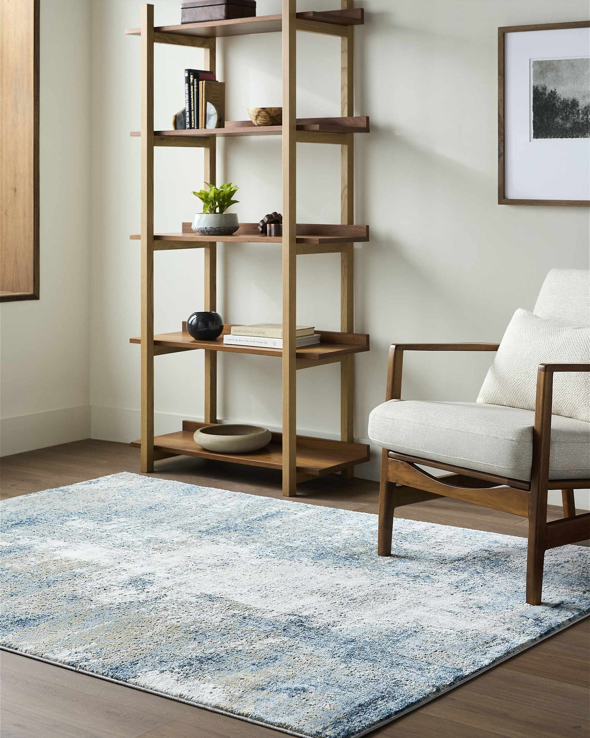 Duval Blue Abstract Area Rug