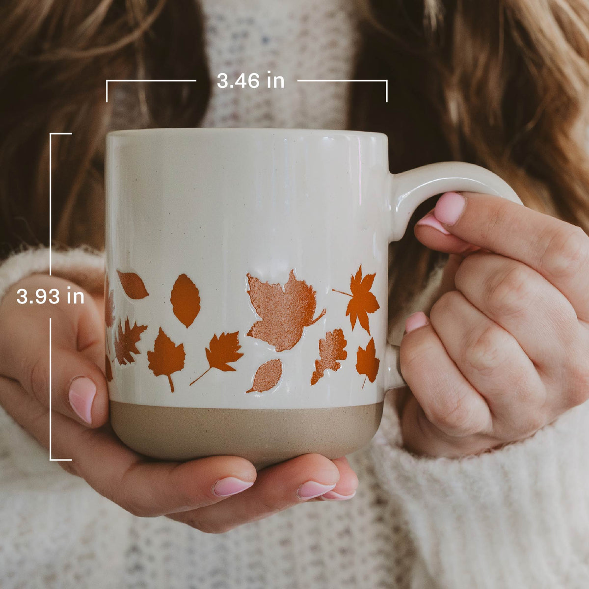 Sweet Water Decor Orange Leaves 14 oz Cream Stoneware Coffee Mug - view 7