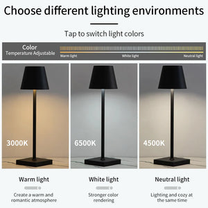 LED Table Lamp 3-Level Dimmable Wireless Touch Desk Lamp USB Rechargeable Night Light