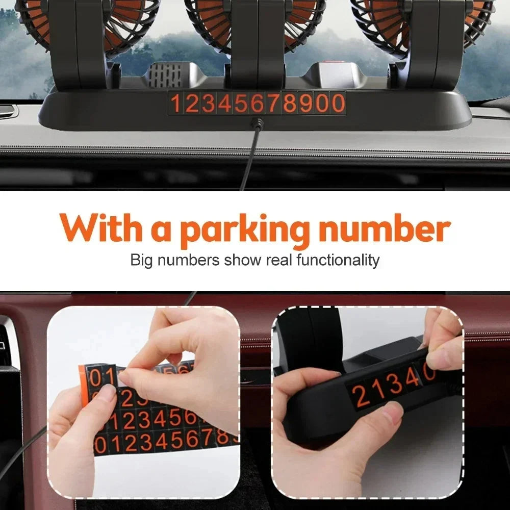 Car Cooling Fan Dual Head 360° Rotating 12V/24V USB