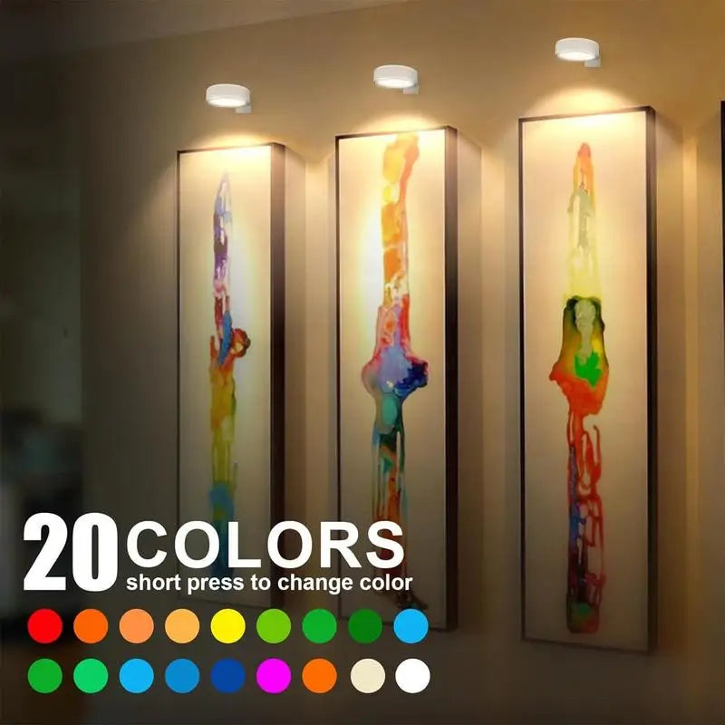3 Pack Remote Control Picture Lights Battery Powered Dimmable Art Display Lamps