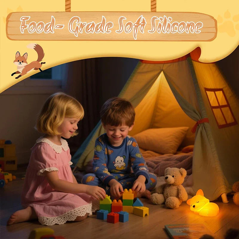 Fox Night Light Squishy LED Nursery Lamp Dimmable USB Rechargeable Baby Nightlight