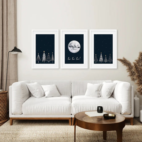 Winter Nordic Landscape Xmas Set of 3 Prints