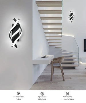 Curved Spiral LED Wall Lamp – Modern Light Fixture for Bedroom, Living Room, Hall