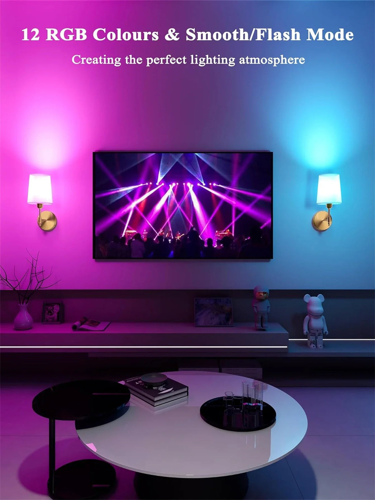 Wireless Wall Lamp – Rechargeable RGB Battery Light with Remote for Bedroom Decor