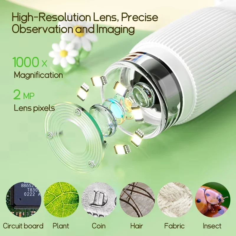 Kids Microscope 1000X Digital Magnifier with LED Camera Educational Toy