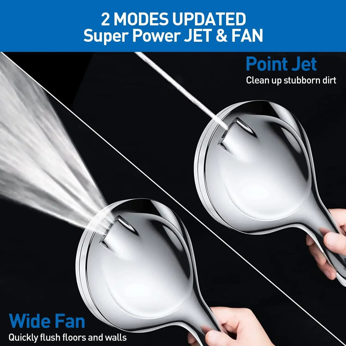 High Pressure Shower Head with Handheld & 10 Spray Modes, Stainless Steel Hose