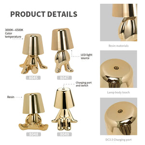 Nordic Golden Man Table Lamp LED USB Bedside Light Luxury Modern Room Decor