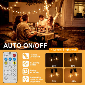 LED G40 Solar String Lights Outdoor Waterproof Shatterproof Hanging Lights