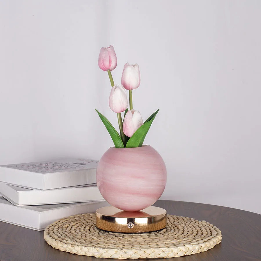 LED Tulip Night Light Bedroom Ambient Desk Lamp Planet Bouquet Decor