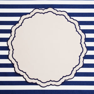 Scarlet White Navy Blue Round Faux Leather Placemat