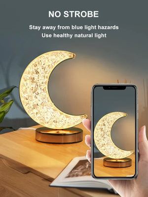 Crystal Touch LED Night Light – USB Dimmable Moon Lamp for Bedroom & Girls Room