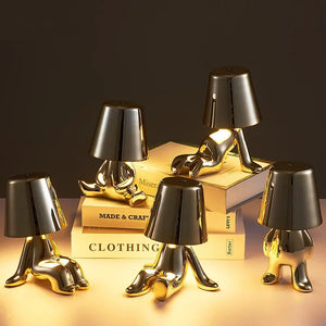 Nordic Golden Man Table Lamp LED USB Bedside Light Luxury Modern Room Decor