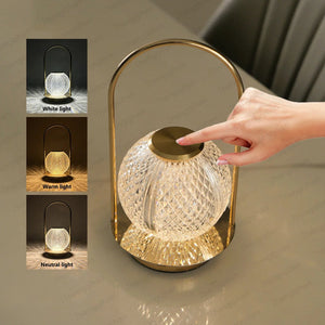 Wireless Crystal LED Table Lamp – Rechargeable Touch Night Light for Bedroom Bar